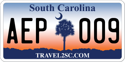 SC license plate AEP009