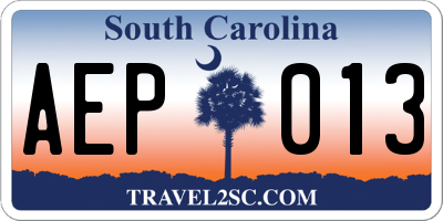 SC license plate AEP013
