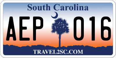 SC license plate AEP016