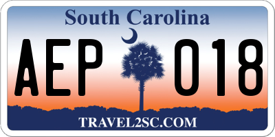 SC license plate AEP018