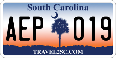 SC license plate AEP019