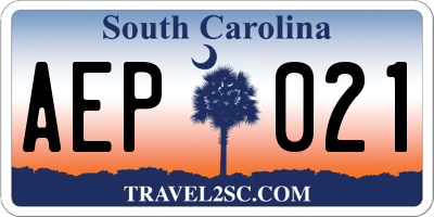SC license plate AEP021
