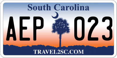 SC license plate AEP023
