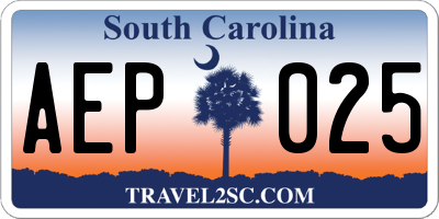 SC license plate AEP025