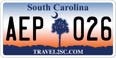 SC license plate AEP026
