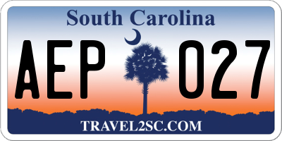 SC license plate AEP027