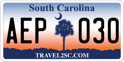 SC license plate AEP030