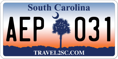 SC license plate AEP031