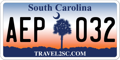 SC license plate AEP032
