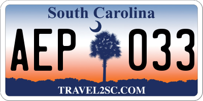 SC license plate AEP033