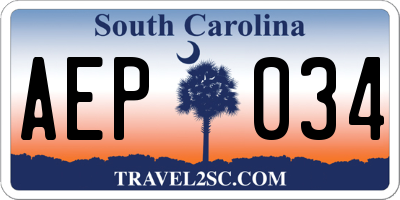 SC license plate AEP034