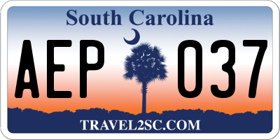 SC license plate AEP037
