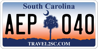 SC license plate AEP040