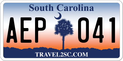 SC license plate AEP041