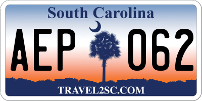 SC license plate AEP062