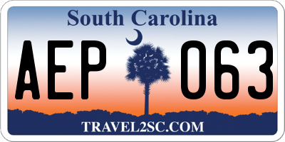 SC license plate AEP063
