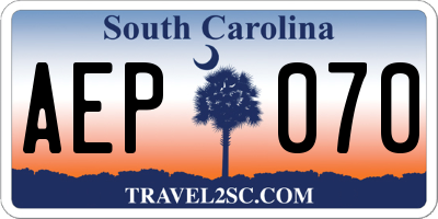 SC license plate AEP070