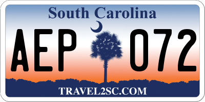 SC license plate AEP072