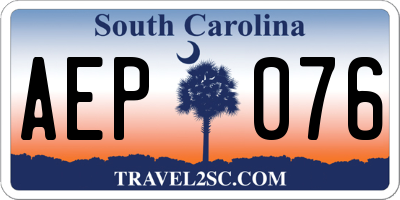 SC license plate AEP076