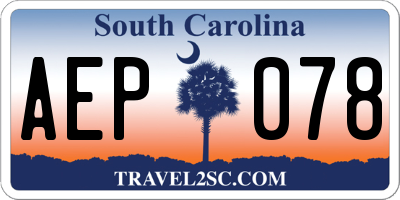 SC license plate AEP078