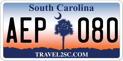 SC license plate AEP080