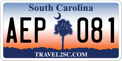 SC license plate AEP081