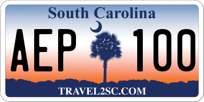 SC license plate AEP100