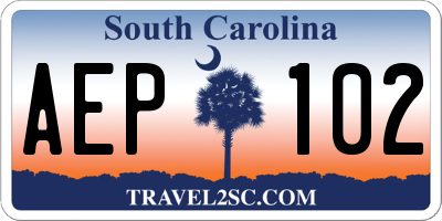 SC license plate AEP102