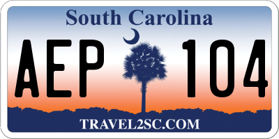 SC license plate AEP104