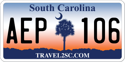SC license plate AEP106