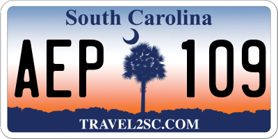 SC license plate AEP109