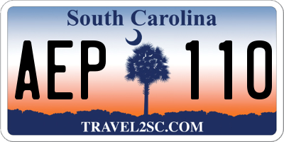 SC license plate AEP110