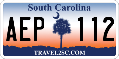 SC license plate AEP112