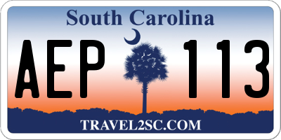 SC license plate AEP113