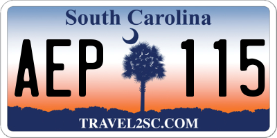 SC license plate AEP115