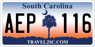 SC license plate AEP116