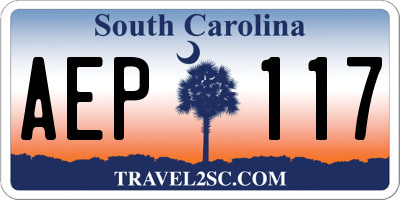 SC license plate AEP117