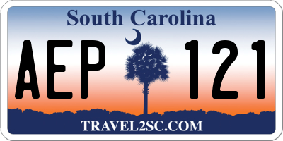 SC license plate AEP121