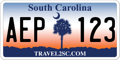 SC license plate AEP123
