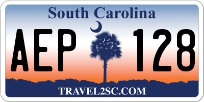 SC license plate AEP128