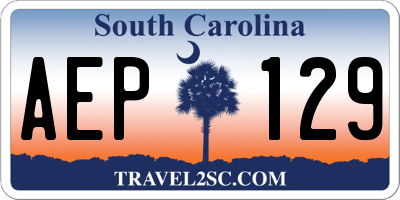 SC license plate AEP129