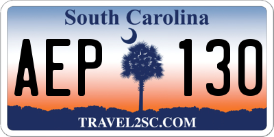 SC license plate AEP130