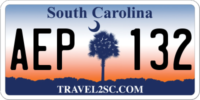 SC license plate AEP132