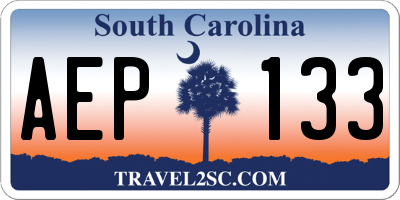 SC license plate AEP133