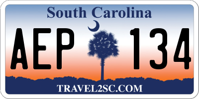 SC license plate AEP134