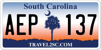 SC license plate AEP137
