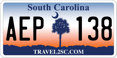 SC license plate AEP138