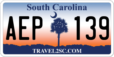 SC license plate AEP139