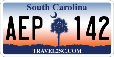 SC license plate AEP142