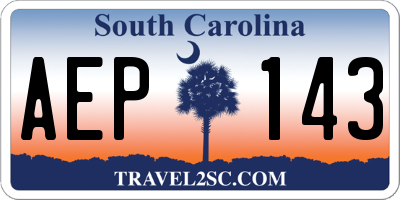 SC license plate AEP143